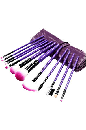 12 Parça Yumuşak Uçlu Makyaj Fırça Set-Göz ve Yüz Makyajı İçin Fırça Set