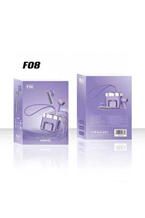 F08 Dijital Şarj Göstergeli TWS Bluetooth Kulaklık - Mor-(5796)