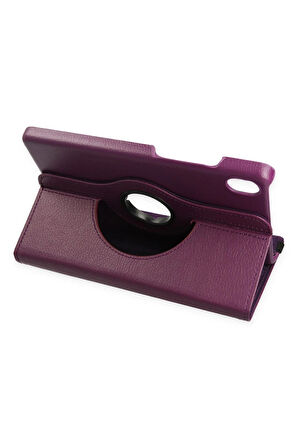 Lenovo Tab M8 Kılıf 360 Tablet Deri Kılıf - Mürdüm-(5796)