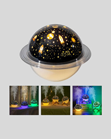 USB Projeksiyon Gece Lambası ve Hava Nemlendirici – Aromaterapi Destekli Taşına