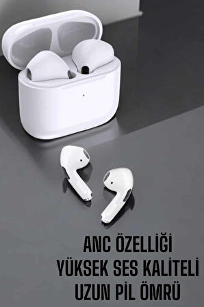 Beyaz Yeni Nesil Pro Bluetooth Kulaklık Yüksek Ses Kaliteli ANC Özelliği