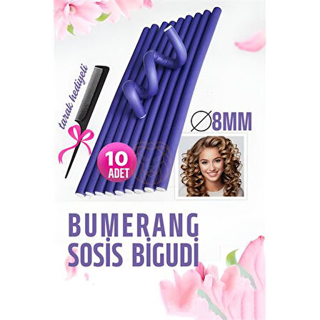 HSNET Bumerang Sosis Bigudi Tarak Seti 8 mm Kalınlık 10 Adet