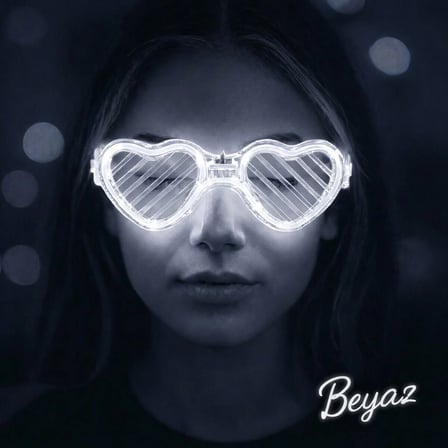 Beyaz Led Işıklı Kalp Gözlük – 3 Modlu Parti &amp; Glow Gözlüğü
