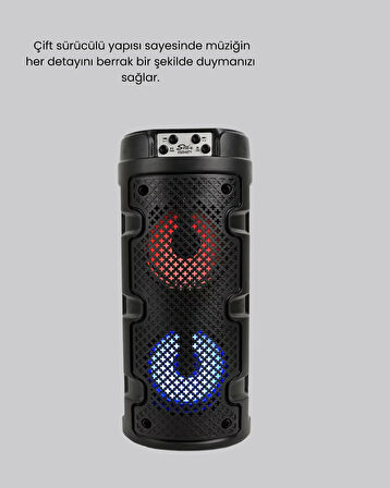 Taşınabilir Bluetooth Hoparlör Çift Sürücü Güçlü Bas HD Ses Çoklu Bağlan