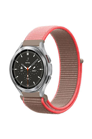 Watch 22mm Hasırlı Cırtcırtlı Kordon - Pembe-(5796)