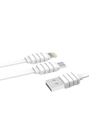 S56 2in1 (Lightning-Micro USB) Kablo 1.2M 2.1A-(5796)