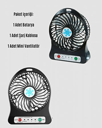 USB Girişli Taşınabilir Masaüstü Mini Fan – 3 Kademeli Hız Şarjlı Işıkl?