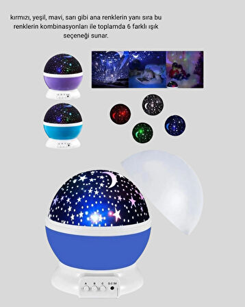 Çocuk Gece Lambası 6 Modlu Renkli LED Enerji Tasarruflu Masal Işığı