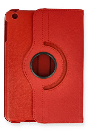 iPad Mini 1 Kılıf 360 Tablet Deri Kılıf - Kırmızı-(5796)