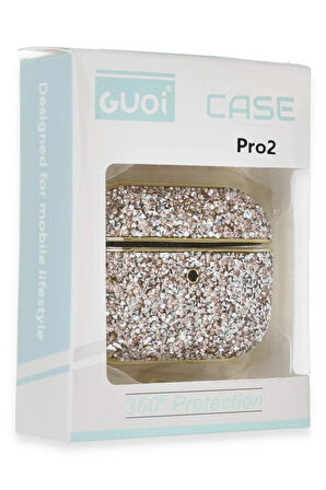 Airpods Pro 2 (2.nesil) Luz Taşlı Kılıf - Mavi-(5796)