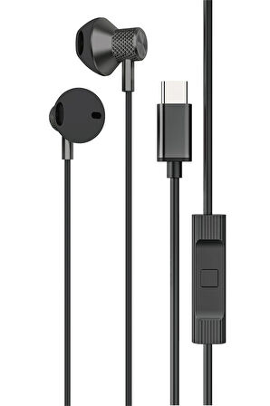 LS-730 1.2M iPhone 15 Serisi ile Uyumlu Type-C Kablolu Kulaklık - Siyah-(5796)