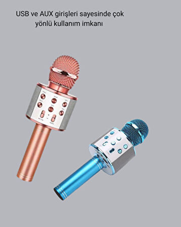 Taşınabilir Karaoke Mikrofon – Bluetooth USB ve AUX Girişli