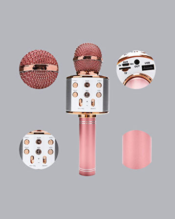 Taşınabilir Karaoke Mikrofon – Bluetooth USB ve AUX Girişli
