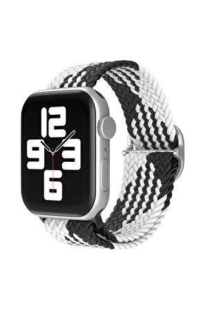 Apple Watch 42mm Star Kordon - Siyah-Beyaz-(5796)