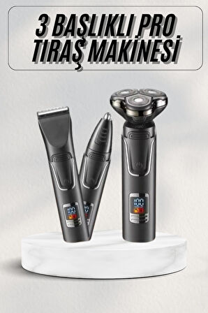 Yüksek Performanslı 3 Başlıklı Profesyonel Şarjlı Islak ve Kuru Kullanıma Uy