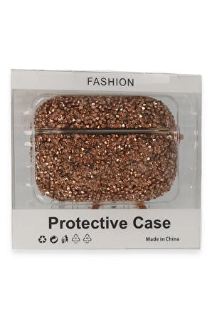 Airpods Pro (1.nesil) Mira Taşlı Kılıf - Rose Gold-(5796)