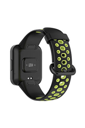 Xiaomi Redmi Watch 2 Spor Delikli Kordon - Siyah-Yeşil-(5796)
