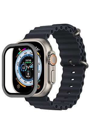 Apple Watch Ultra 49mm Alüminyum Kasa Cam Ekran Koruyucu - Gri-(5796)