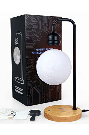 XF02 Ay Görünümlü Kablosuz Şarj Özellikli Gece Lambası - Siyah-(5796)