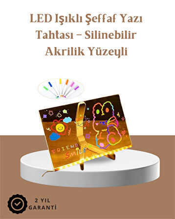 LED Aydınlatmalı Şeffaf Mesaj Tahtası – 30x20 cm Neon Etkili Yazılar İçin T