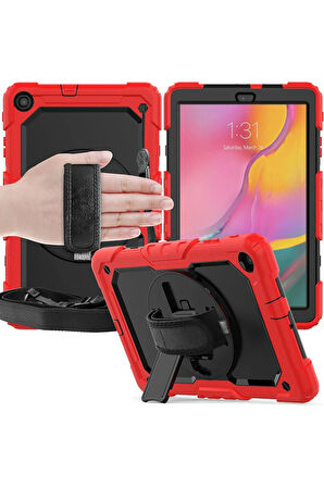 Samsung Galaxy T510 Tab A 10.1 Kılıf Pars Tablet Kapak - Kırmızı-(5796)