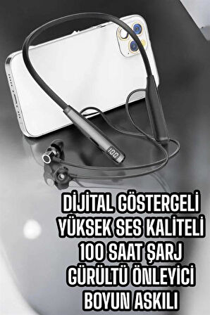 Boyun Bantlı Bluetooth Kulaklık Yüksek Ses Kaliteli 100 Saat Kulaklık