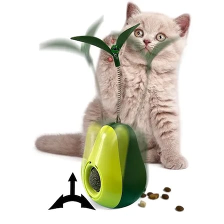 Avokado Şeklinde Kedi Naneli ve Mama Hazneli Kedi Oyuncağı