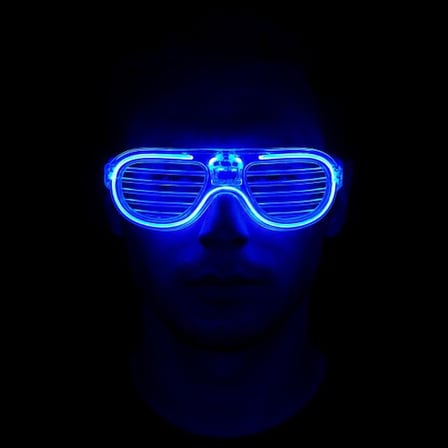 Mavi Led Işıklı Parti Gözlüğü - Neon Glow Şerit Gözlük 3 Modlu