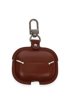 Airpods Pro 2 (2.nesil) Çanta Deri Kılıf - Kahverengi-(5796)