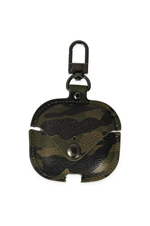 Airpods 3 (3.nesil) Çanta Kamuflaj Deri Kılıf - Haki Yeşil-(5796)