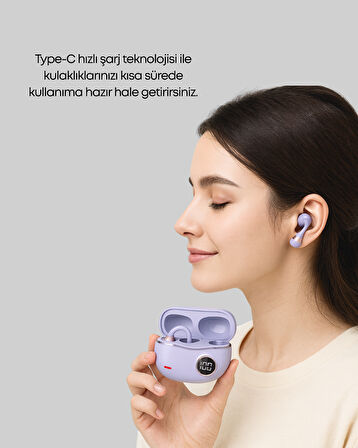 YXG10 Açık Kulak Bluetooth Kulaklık – Klipsli Güvenli Spor Tasarım 30 Saat Pi