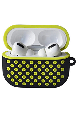 Airpods Pro 2 (2.nesil) Spor Delikli Kılıf - Siyah-Sarı-(5796)