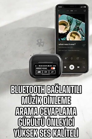 Kablosuz Bluetooth Kulaklık Ekranlı Uzun Şarj Süreli ANC Destekli