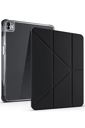 iPad Air 13 (2024) Kılıf Kalemlikli Mars Tablet Kılıfı - Siyah-(5796)