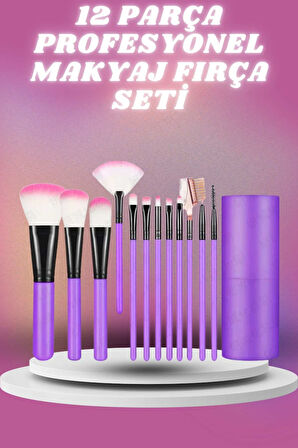 12 Parça Profesyonel Makyaj Seti Yumuşak Kıllı Yüz ve Göz Makyajına Uygun