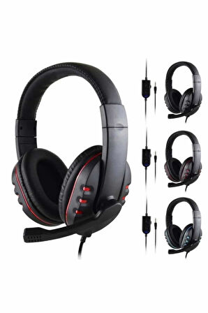 Oyuncu Kulaklığı Kulak Üstü Kablolu Stereo Mikrofonlu Yumuşak Kulak Yastığı