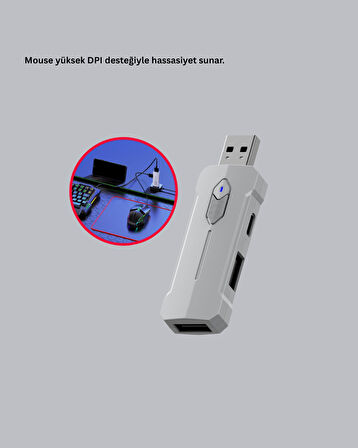 Mobil Gaming Set Klavye + Mouse + Dönüştürücü 5’li Paket Yüksek DPI Bluetoo