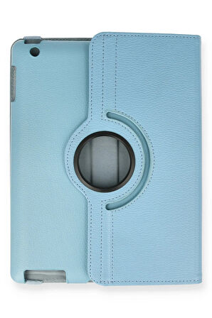 iPad 4 9.7 Kılıf 360 Tablet Deri Kılıf - Turkuaz-(5796)