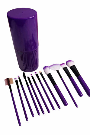 12 Parça Makyaj Fırça Seti Profesyonel Fondöten Allık Far Kontür Fırçası