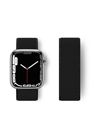Apple Watch 38mm Hasırlı Cırtcırtlı Kordon - Siyah-(5796)