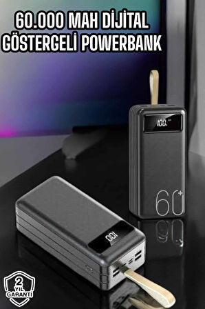 Powerbank 60.000 Mah Hızlı Şarj 4 Çıkışlı Uzun Şarj Süreli Dijital Göster