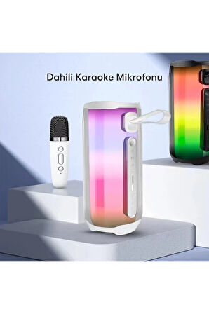 Pluse 5 Mikrofonlu RGB Kablosuz Hoparlör - Beyaz-(5796)