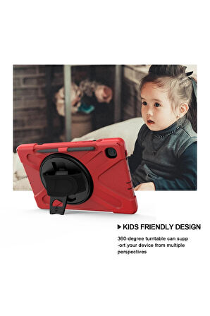 Samsung Galaxy P610 Tab S6 Lite 10.4 Kılıf Amazing Tablet Kapak - Kırmızı-(5796