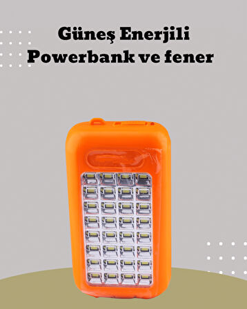Güneş Paneli Destekli Powerbank ve LED Işıldak – 10000 mAh Çift USB Outdoor K