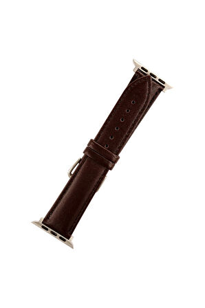 Apple Watch 42mm NL26 Deri Kordon - Kahverengi-(5796)