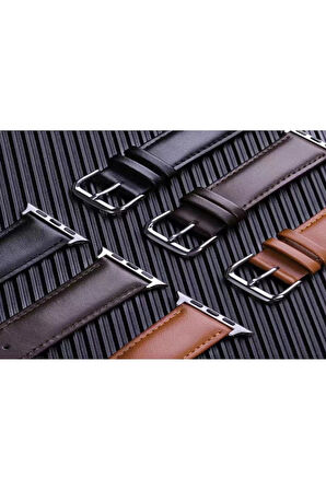 Apple Watch 42mm NL26 Deri Kordon - Kahverengi-(5796)