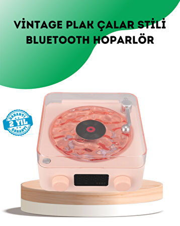 Retro Bluetooth Hoparlör – Kristal Ses Gece Lambası Saatli Tasarım