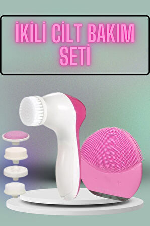 İkili Cilt Bakım Seti 5 Başlıklı Yüz Temizleme ve Masaj Aleti Canlandırıcı 