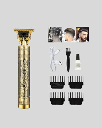 Şarjlı T Bıçaklı Saç ve Sakal Tıraş Makinesi – 3 Başlıklı Güçlü Moto