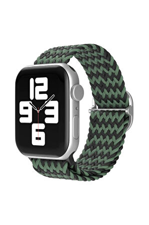 Apple Watch 38mm Star Kordon - Zigzag Yeşil-Siyah-(5796)